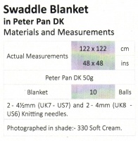 Knitting Pattern - Peter Pan 1243 - DK - Swaddle Blanket